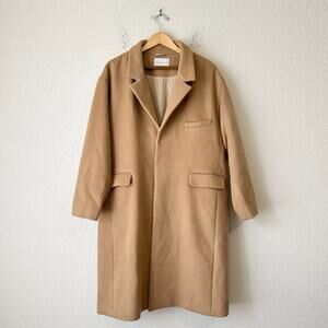 DEPT ANONYM Coat Camel Brown Lined Wool Cozy Overcoat Jacket Preppy NWT